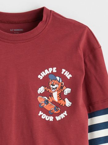 LCW Kids Burgundy Crew Neck Boys T-Shirt