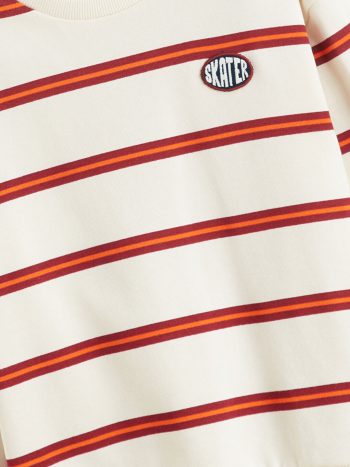 LCW Kids Beige Striped Crew Neck Sweatshirt for Boys