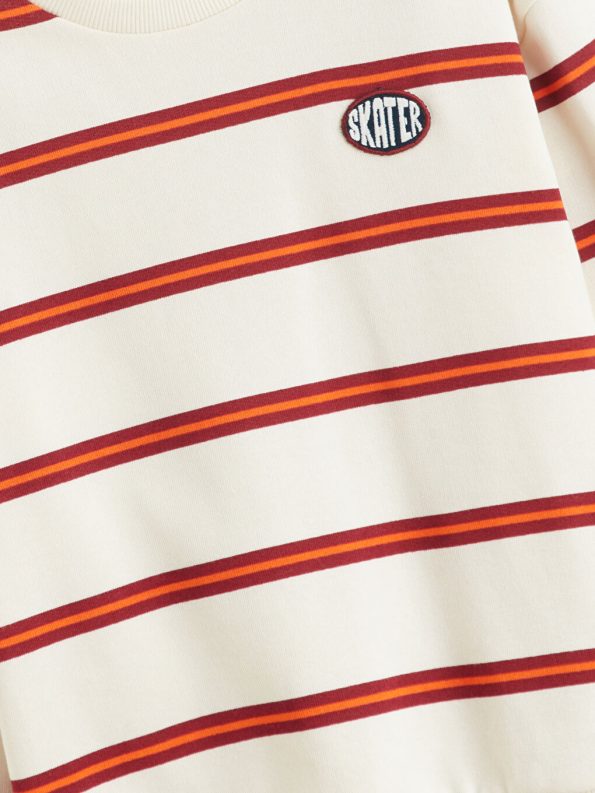 LCW Kids Beige Striped Crew Neck Sweatshirt for Boys