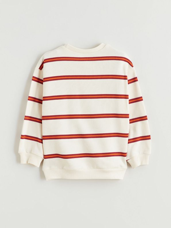 LCW Kids Beige Striped Crew Neck Sweatshirt for Boys