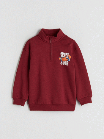 LCW Kids Burgundy Collar Boy's Sweatshirt