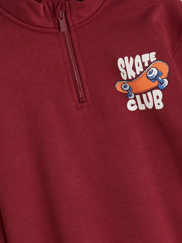 LCW Kids Burgundy Collar Boy's Sweatshirt