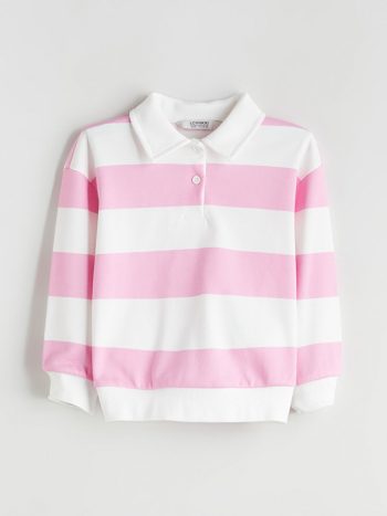 LCW Eco Pink Polo Neck Girls Sweatshirt