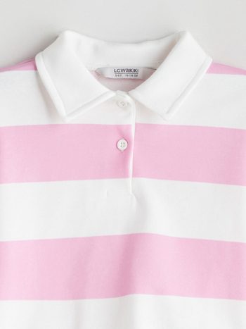 LCW Eco Pink Polo Neck Girls Sweatshirt