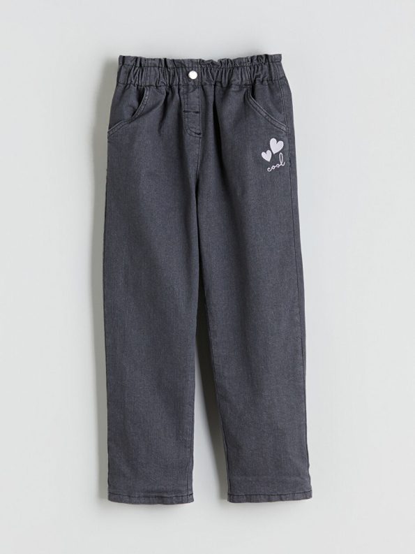 LCW Kids Gray Embroidered Heart Girls' Jeans