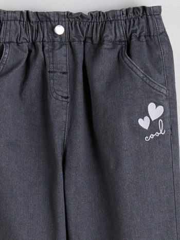 LCW Kids Gray Embroidered Heart Girls' Jeans