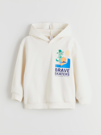 LCW Kids Beige Hooded Sweatshirt for Boys