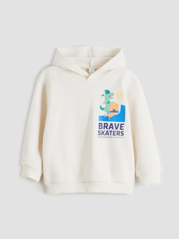 LCW Kids Beige Hooded Sweatshirt for Boys