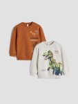 LCW Kids Gray Dinosaur Figure Boys' Sweatshirt Set