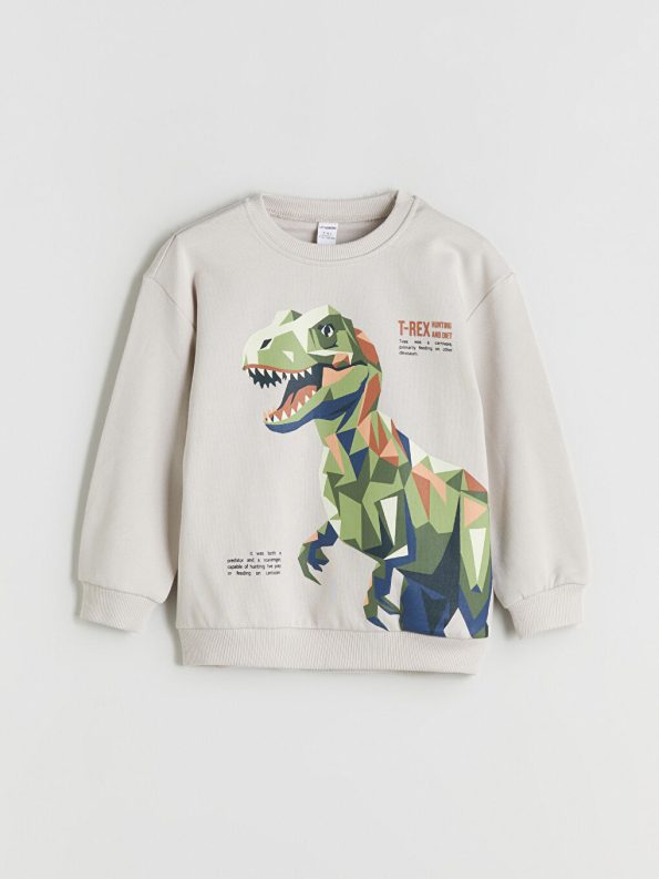 LCW Kids Gray Dinosaur Figure Boys' Sweatshirt Set