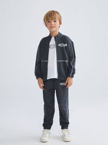 LCW Kids Charcoal Grey Boys T-Shirt, Cardigan, and Sweatpants Set