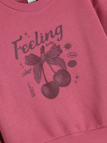 LCW Kids Pink Round Neck Girls Sweatshirt