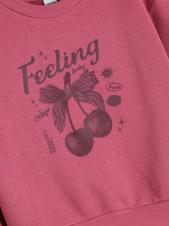 LCW Kids Pink Round Neck Girls Sweatshirt