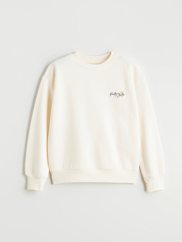 LCW Kids Cream Bicycle Collar Girls Sweatshirt