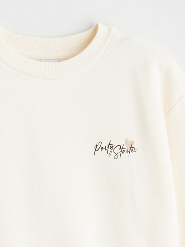 LCW Kids Cream Bicycle Collar Girls Sweatshirt