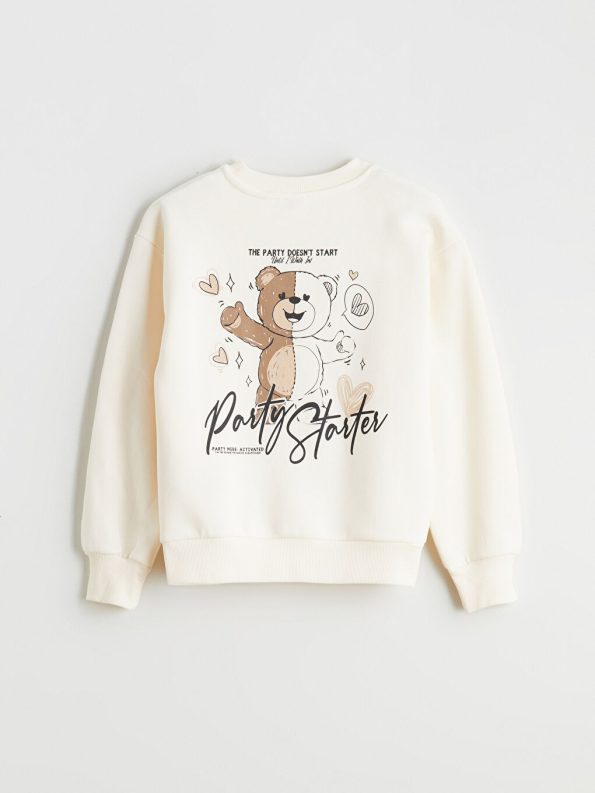 LCW Kids Cream Bicycle Collar Girls Sweatshirt