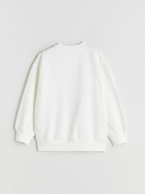 LCW Kids Cream Crew Neck Stitch and Angel Print Girls Sweatshirt