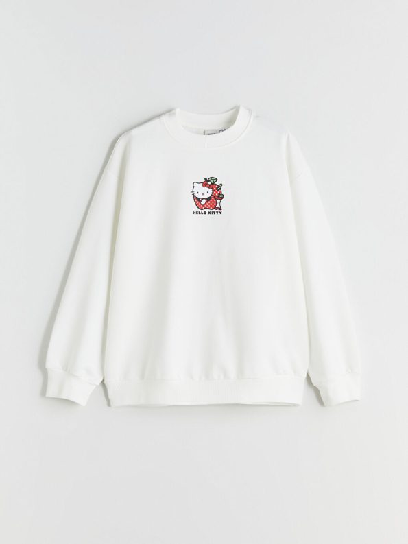 LCW Kids Cream Bicycle Neck Hello Kitty Printed Girls Sweatshirt