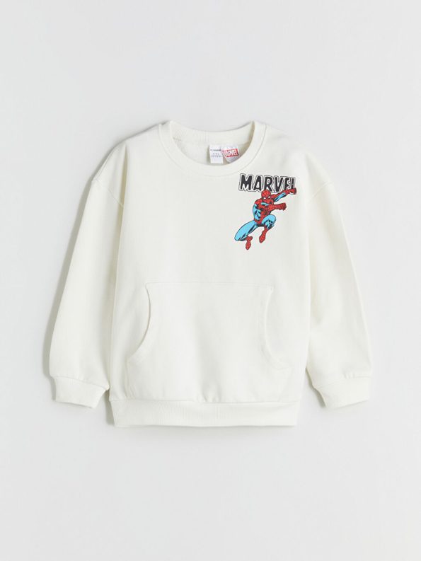LCW Kids Beige Spider-Man Print Crew Neck Sweatshirt