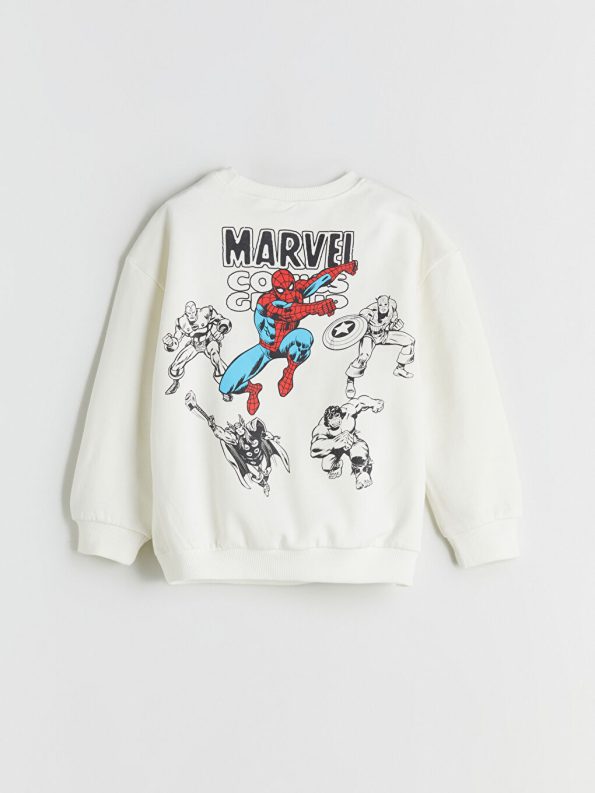 LCW Kids Beige Spider-Man Print Crew Neck Sweatshirt