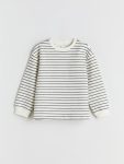 LCW Kids Anthracite Striped Crew Neck Sweatshirt for Boys
