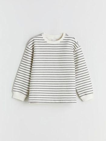 LCW Kids Anthracite Striped Crew Neck Sweatshirt for Boys
