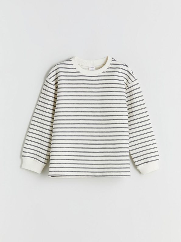 LCW Kids Anthracite Striped Crew Neck Sweatshirt for Boys