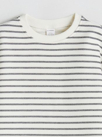LCW Kids Anthracite Striped Crew Neck Sweatshirt for Boys
