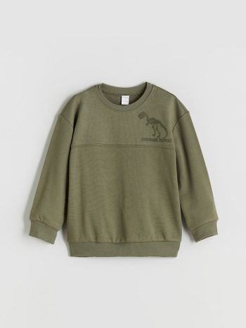 LCW Kids Haki Dinosaur Print Boys Sweatshirt and Jogger Set
