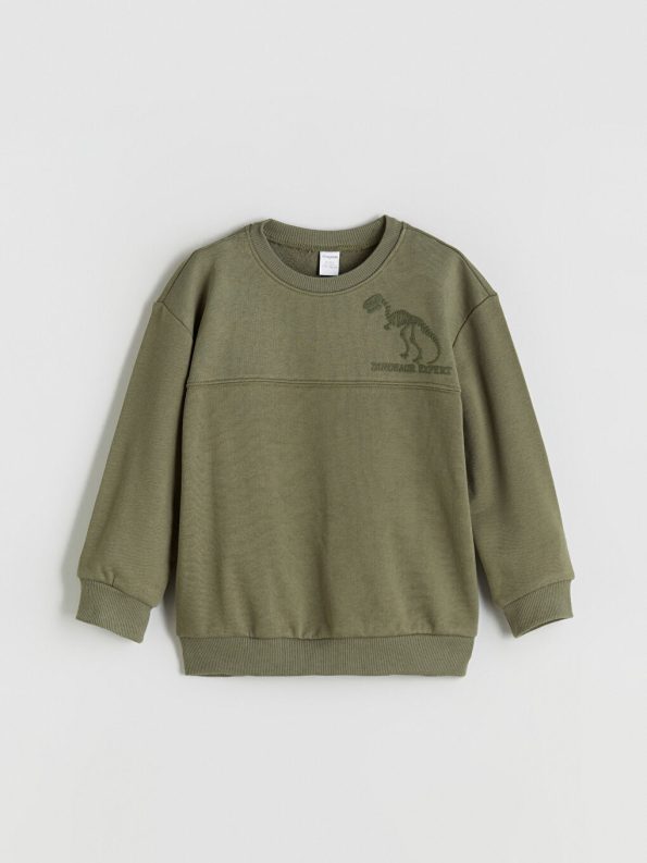LCW Kids Haki Dinosaur Print Boys Sweatshirt and Jogger Set