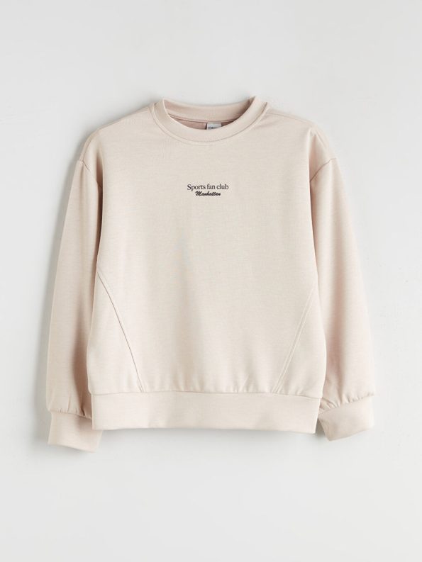 LCW Kids Beige Crew Neck Girls' Sweatshirt