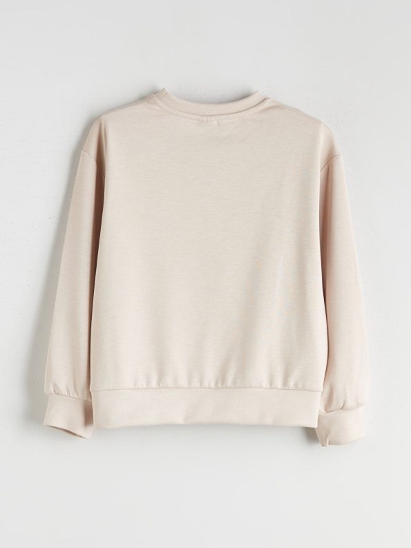 LCW Kids Beige Crew Neck Girls' Sweatshirt