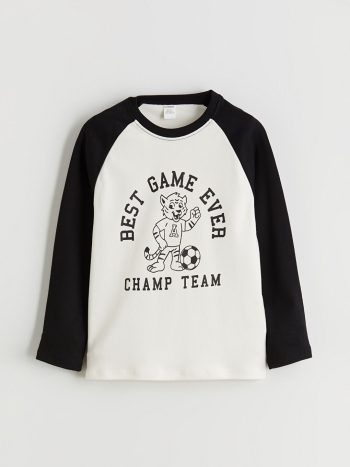 LCW Kids Beige Crew Neck Boys T-Shirt and Sweatpants