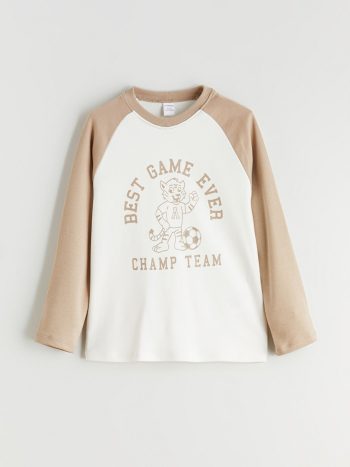LCW Kids Beige Crew Neck Boys T-Shirt and Sweatpants