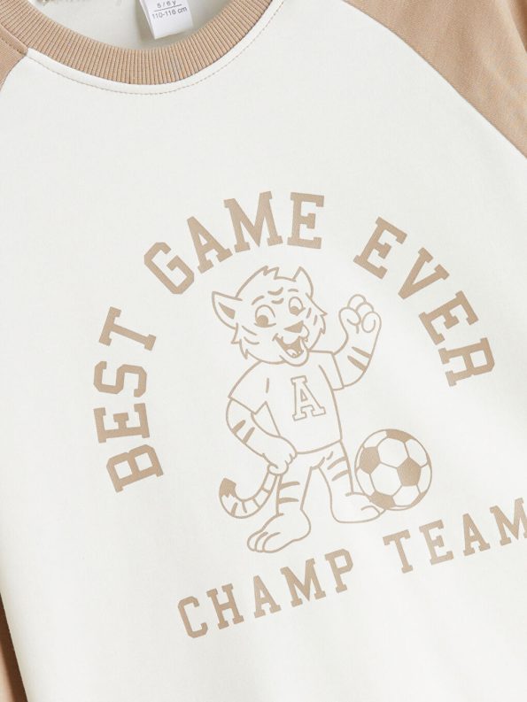 LCW Kids Beige Crew Neck Boys T-Shirt and Sweatpants