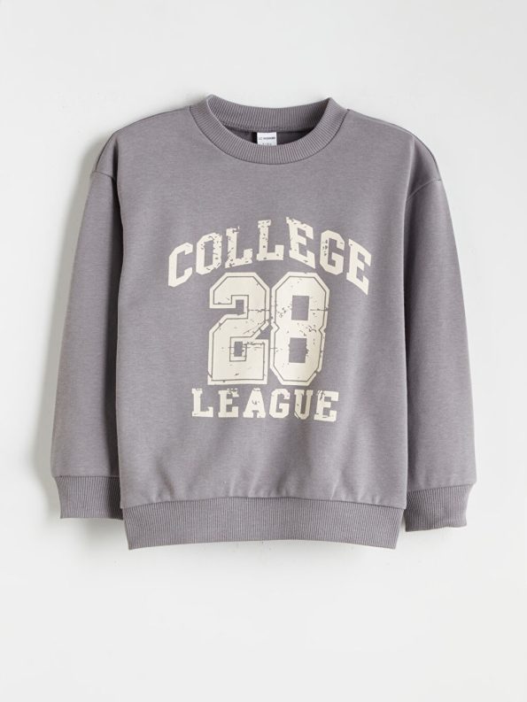 LCW Kids Gray Crew Neck Boys Sweatshirt and Sweatpants Set