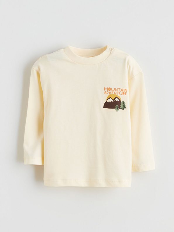 LCW Baby Beige Crew Neck Boys T-Shirt and Jean Pants