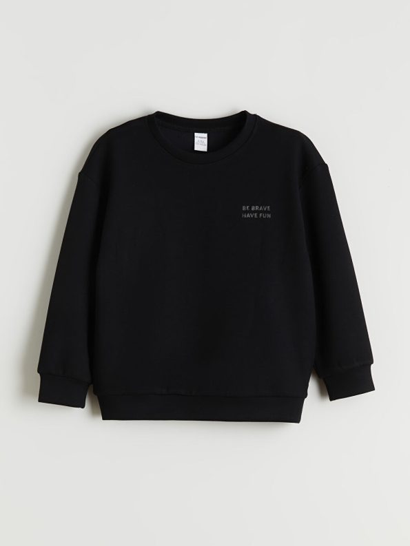LCW Baby Black Crew Neck Boys Sweatshirt