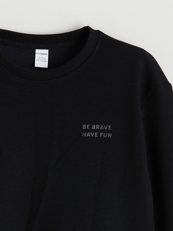 LCW Baby Black Crew Neck Boys Sweatshirt