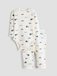 LCW Baby Cream Bicycle Neck Boys' Bodysuit and Pants