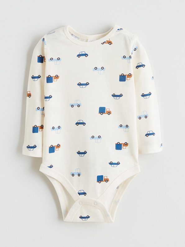 LCW Baby Cream Bicycle Neck Boys' Bodysuit and Pants