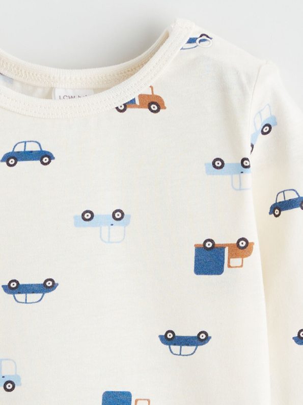 LCW Baby Cream Bicycle Neck Boys' Bodysuit and Pants
