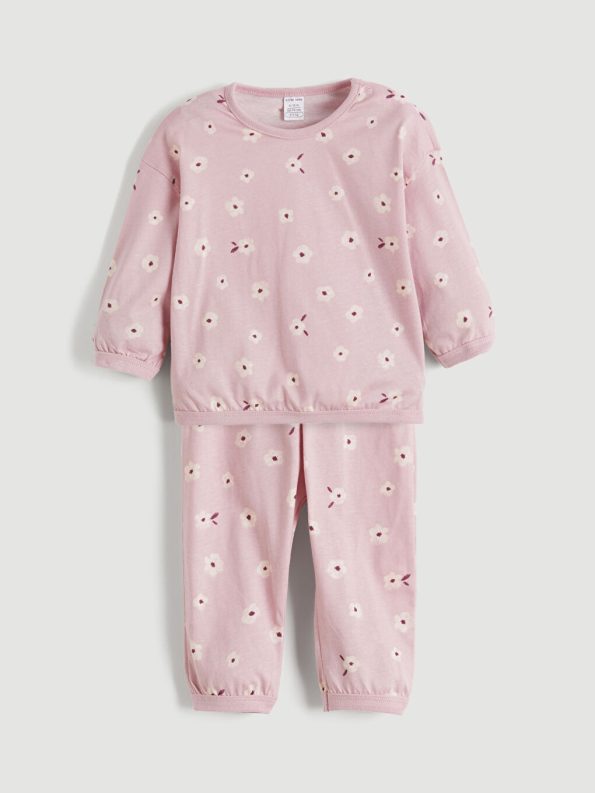 LCW Baby Pink Floral Print Girls Pajama Set