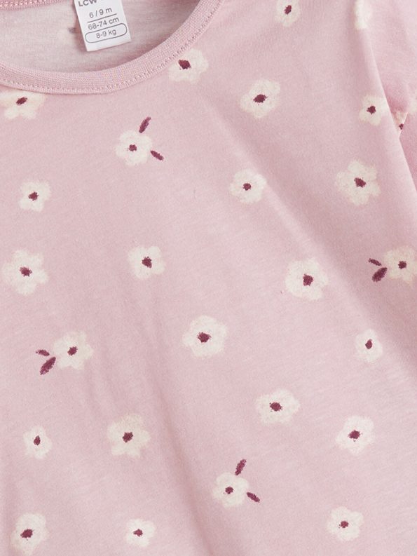 LCW Baby Pink Floral Print Girls Pajama Set