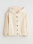 LCW KidsBeige Hooded Lace Detailed Girls' Jacket