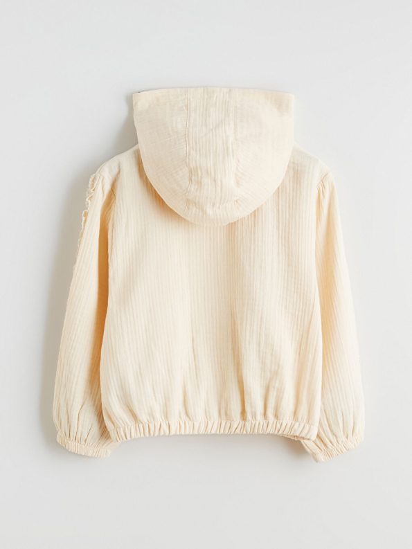 LCW KidsBeige Hooded Lace Detailed Girls' Jacket