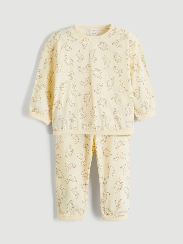 LCW Baby Cream Crew Neck Boys Pajama Set