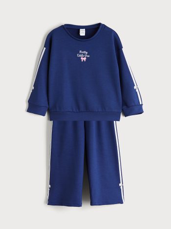 Girls' 2-piece set: striped blouse with wide-leg pants