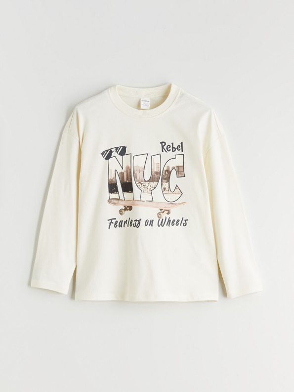 LCW Kids Beige Crew Neck Boys T-Shirt and Sweatpants