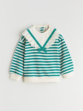 Girls' 2-piece set: striped blouse with wide-leg pants
